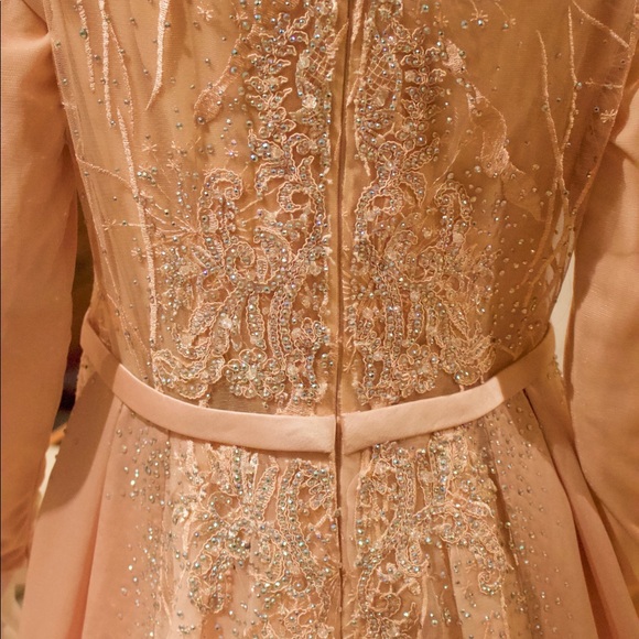 Engagement dress with rhinestones (overskirt, long sleeve) - Picture 4 of 7